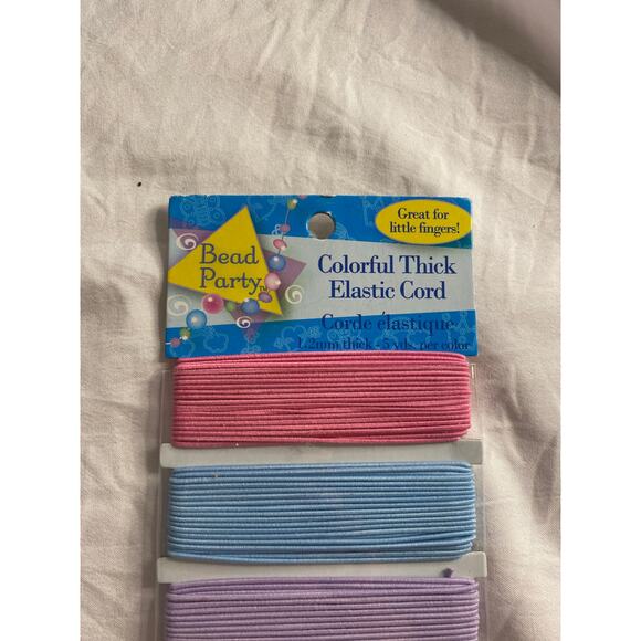 Bead Party Colorful Thick Elastic Cord Set 4 Pack Pink Blue Purple Crafting - Picture 4 of 4